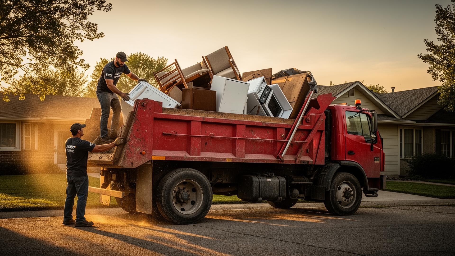Loaded Git R Done dump truck after a full appliance and furniture haul